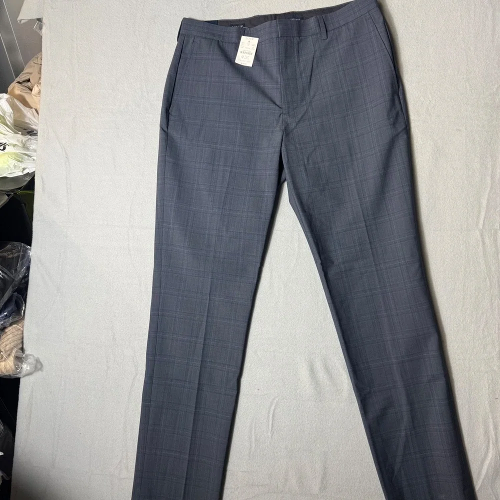J.Crew Thompson Glen Plaid Dress Pants DBG Blue Grey AP879 Mens 33x32 New